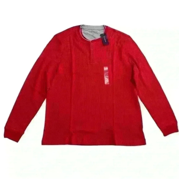 New Club Room Men's Fire Thermal Henley Shirt Size L Crewneck Three Buttom - Picture 4 of 10